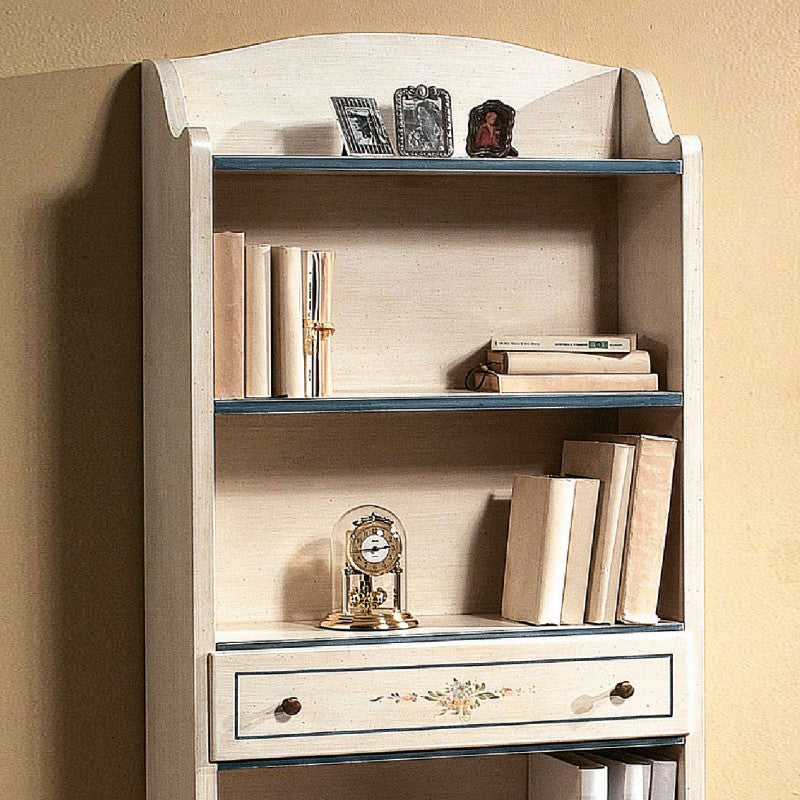 Libreria 5 ripiani shabby legno bianco filo azzurro 70x24x171 (1325) - Mobili 2G