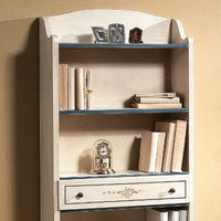 Libreria 5 ripiani shabby legno bianco filo azzurro 70x24x171 (1325) - Mobili 2G