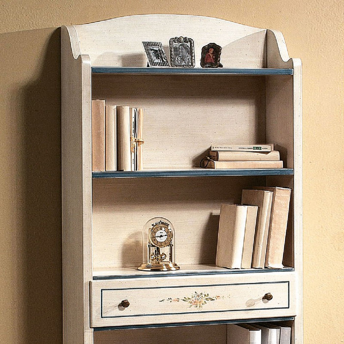 Libreria 5 ripiani shabby legno bianco filo azzurro 70x24x171 (1325) - Mobili 2G