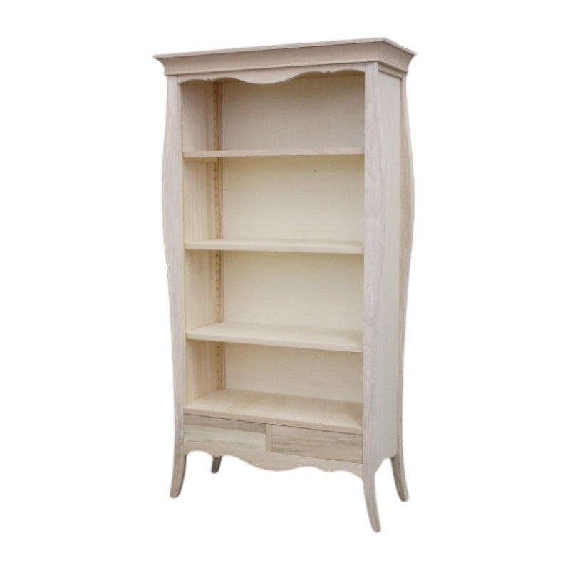 Libreria a giorno 3 ripiani 2 cassetti legno grezzo l.106 p.47 h.204 (3099) - Mobili 2G