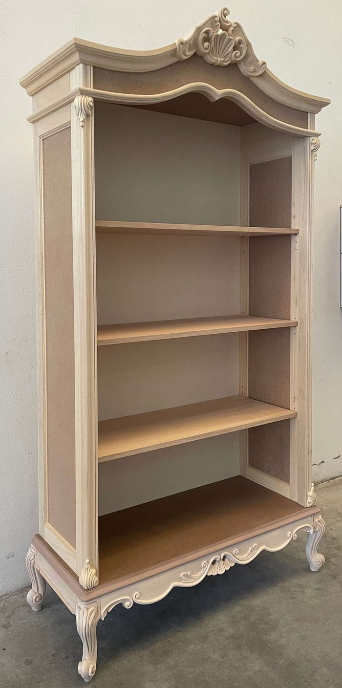 Libreria a giorno 3 ripiani classica barocco legno grezzo 114x47x217 - Mobili 2G