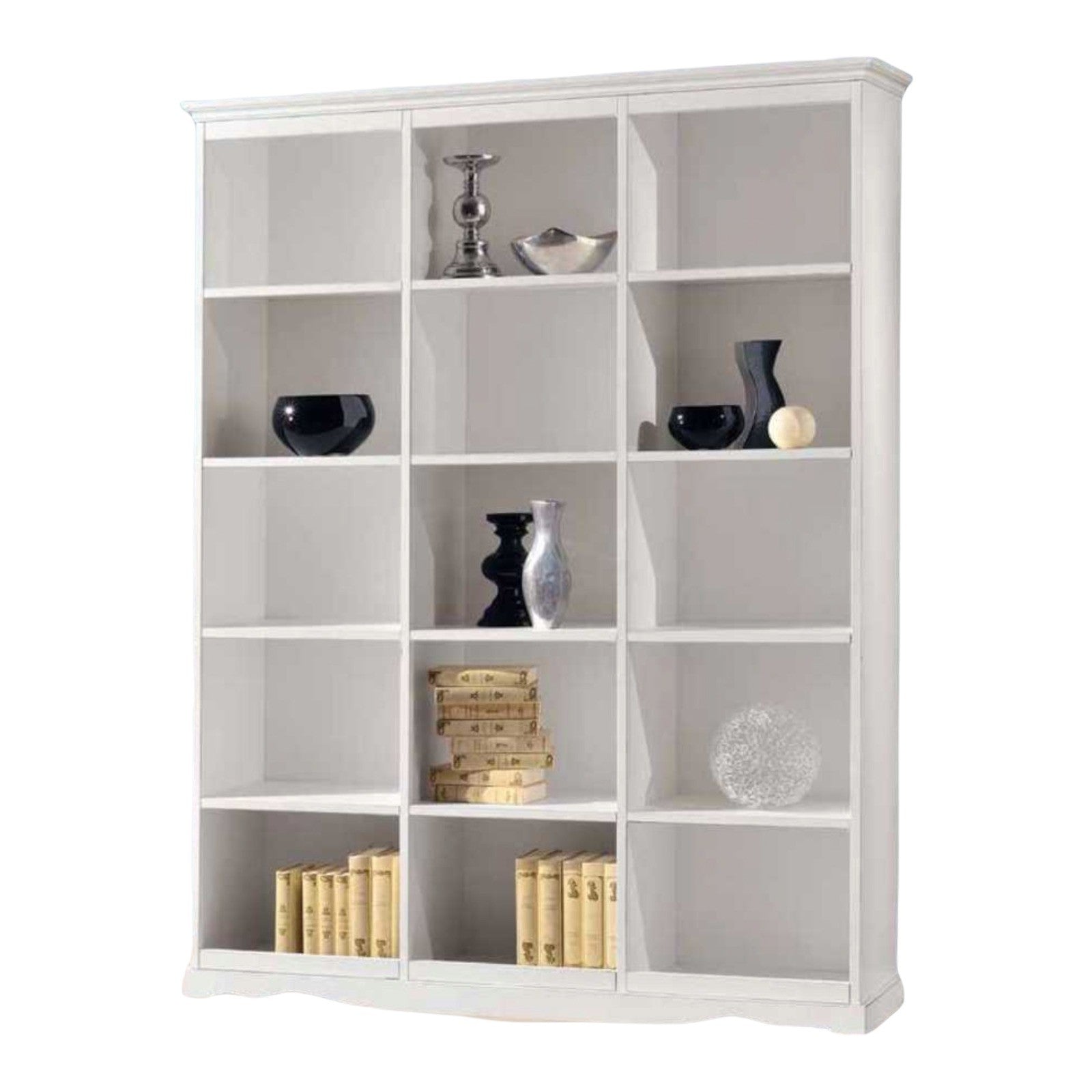 Libreria a giorno classica legno bianco 156x38x205