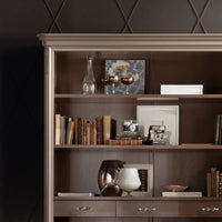 Libreria a giorno in legno 3 cassetti laccato tortora l.161 p.48 h.215 - Mobili 2G