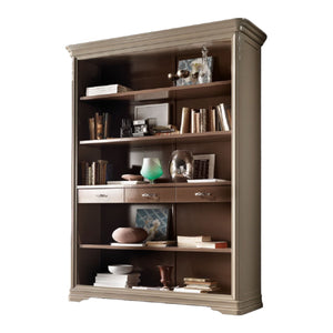 Libreria a giorno in legno 3 cassetti laccato tortora l.161 p.48 h.215 - Mobili 2G