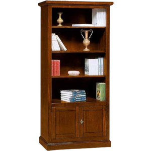 Libreria arte povera 2 ante in legno tinta noce 90x41x186 (386) - Mobili 2G