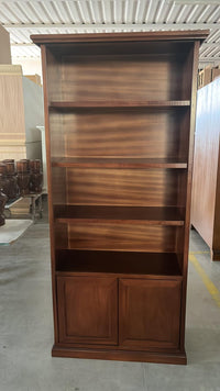 Libreria arte povera 2 ante in legno tinta noce 90x41x186 (386) - Mobili 2G