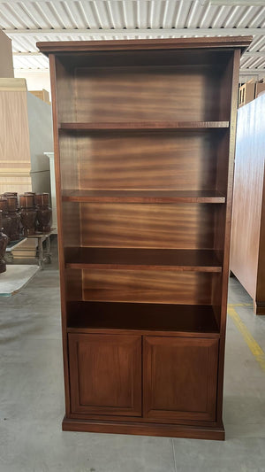 Libreria arte povera 2 ante in legno tinta noce 90x41x186 (386) - Mobili 2G