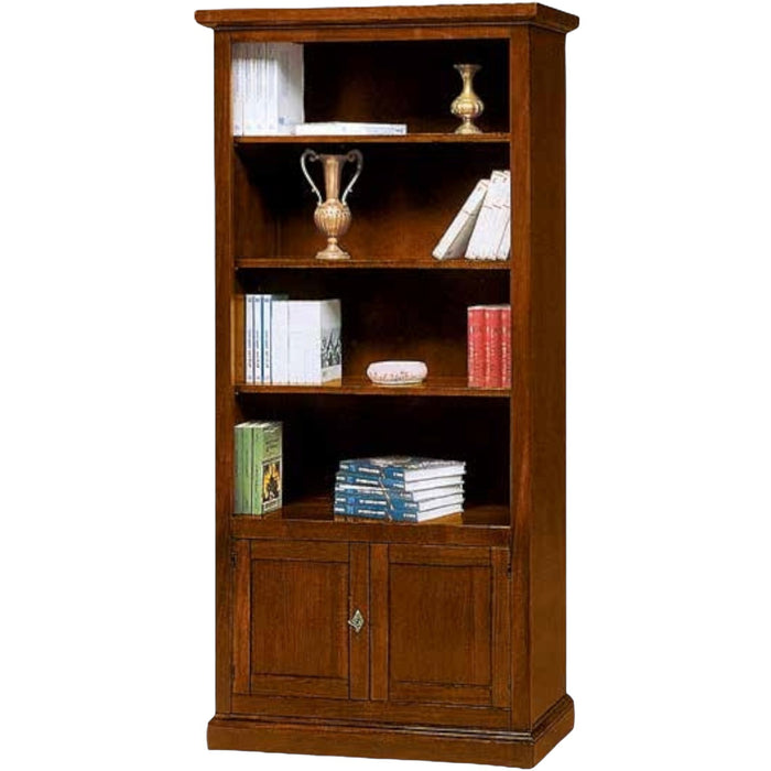 Libreria arte povera 2 ante in legno tinta noce 90x41x186 (386) - Mobili 2G