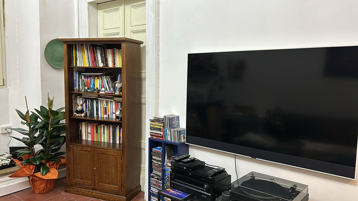 Libreria arte povera 2 ante in legno tinta noce 90x41x186 (386) - Mobili 2G