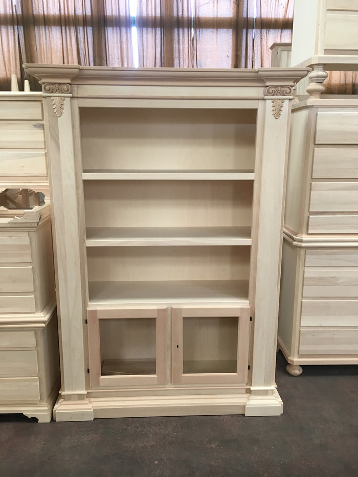 Libreria classica 2 porte 2 ripiani in legno grezzo l.145 p.50 h.202 (407) - Mobili 2G