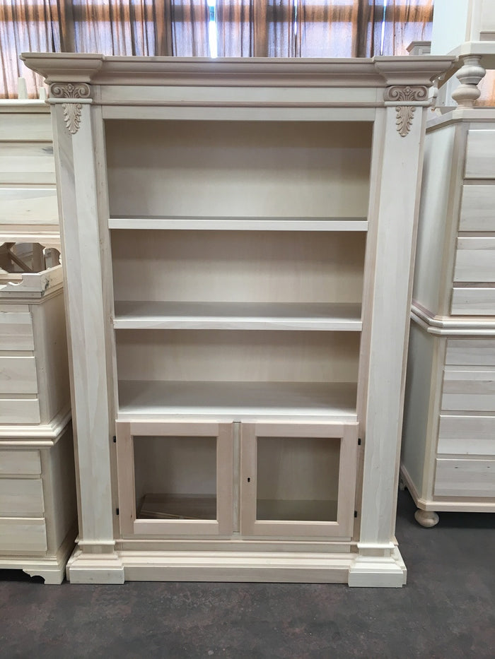 Libreria classica 2 porte 2 ripiani in legno grezzo l.145 p.50 h.202 (407) - Mobili 2G