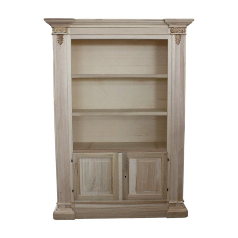 Libreria classica 2 porte 2 ripiani in legno grezzo l.145 p.50 h.202 (407) - Mobili 2G