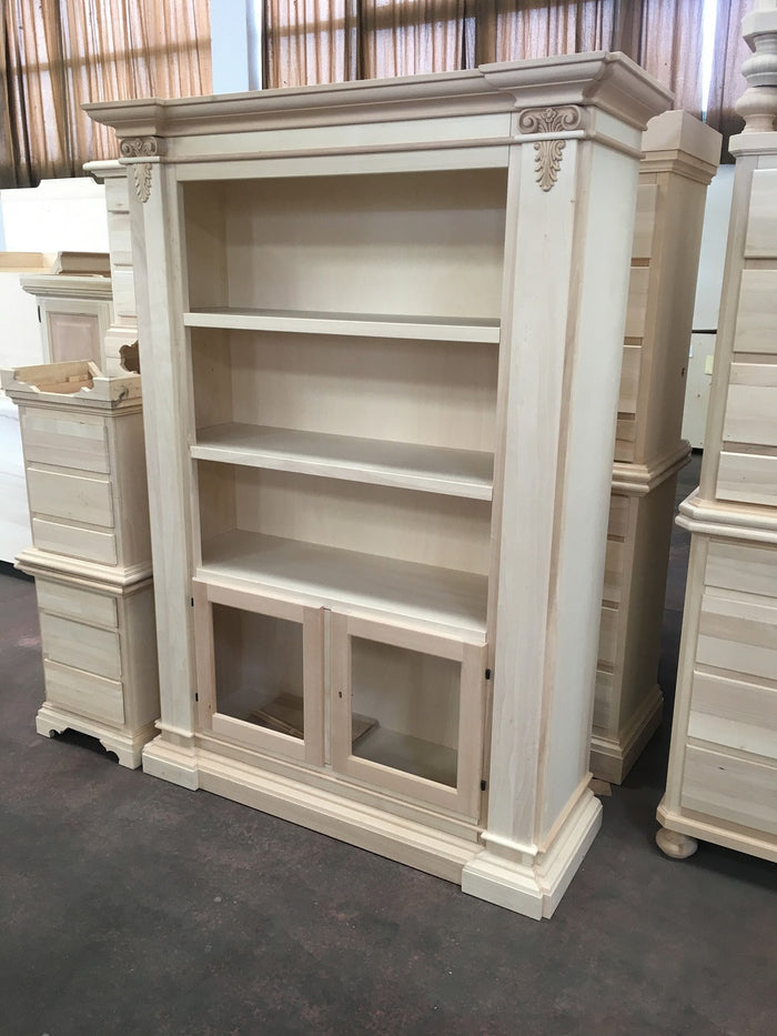 Libreria classica 2 porte 2 ripiani in legno grezzo l.145 p.50 h.202 (407) - Mobili 2G