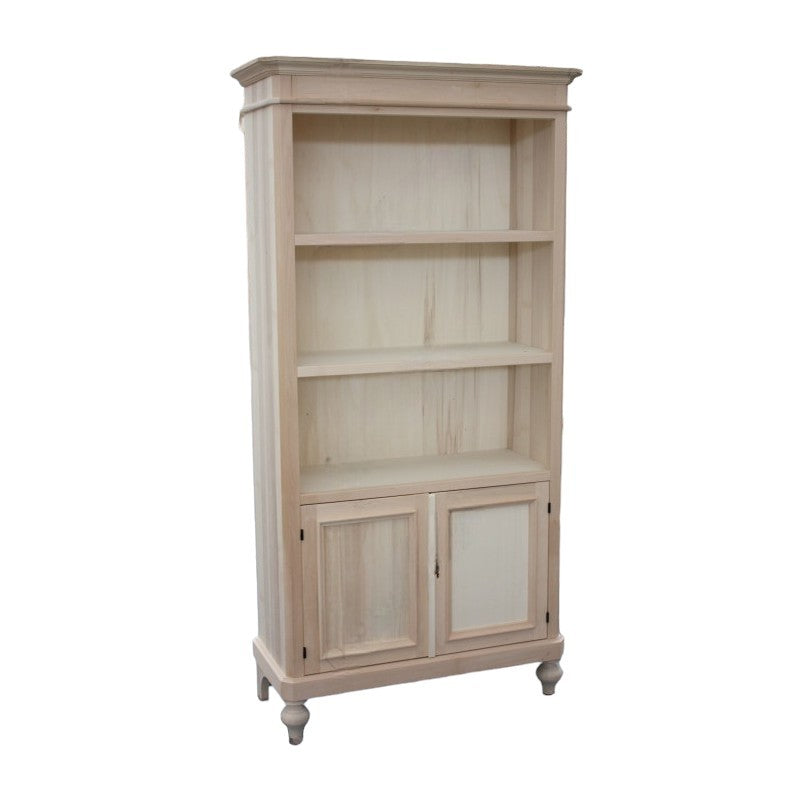 Libreria classica 2 porte 2 ripiani legno grezzo 100x40x194 (1519) - Mobili 2G