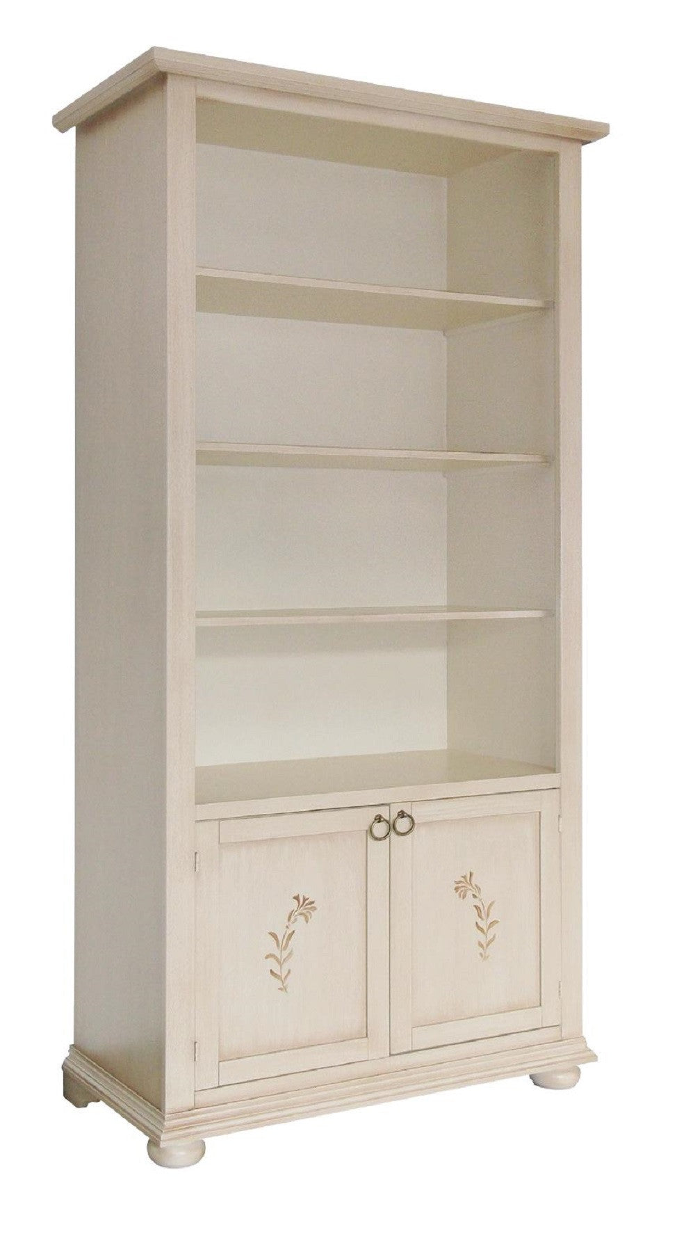 Libreria classica 3 ripiani 2 porte legno avorio 90x41x189 - Mobili 2G