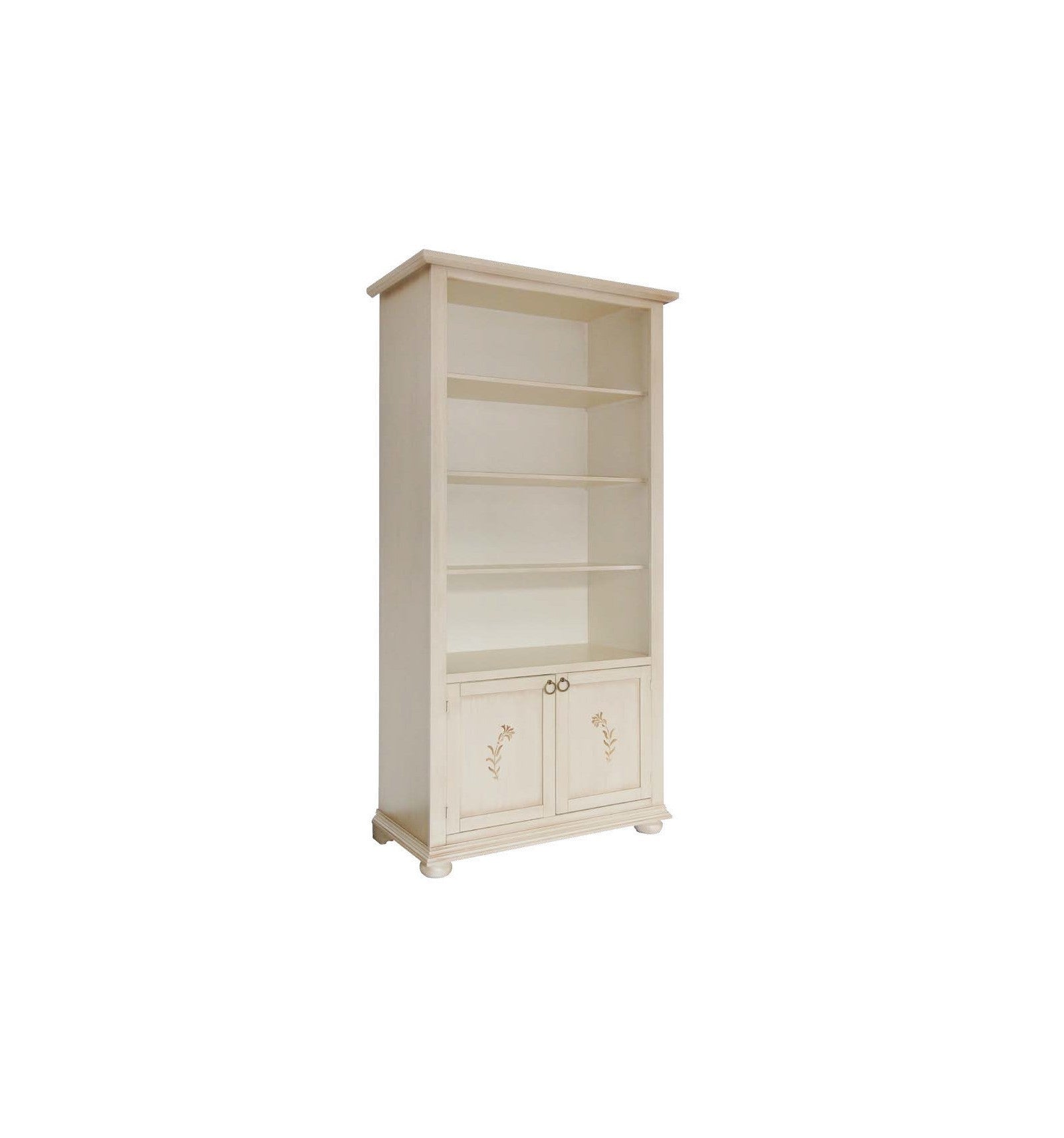 Libreria classica 3 ripiani 2 porte legno avorio 90x41x189 - Mobili 2G