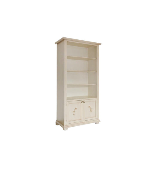 Libreria classica 3 ripiani 2 porte legno avorio 90x41x189 - Mobili 2G