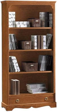 Libreria classica 4 ripiani 1 cassetto, tinta noce cm 94x36x189h
