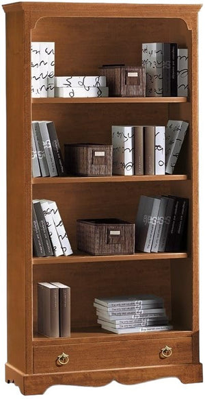 Libreria classica 4 ripiani 1 cassetto, tinta noce cm 94x36x189h