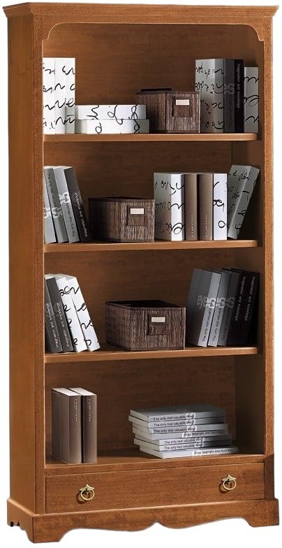 Libreria classica 4 ripiani 1 cassetto, tinta noce cm 94x36x189h