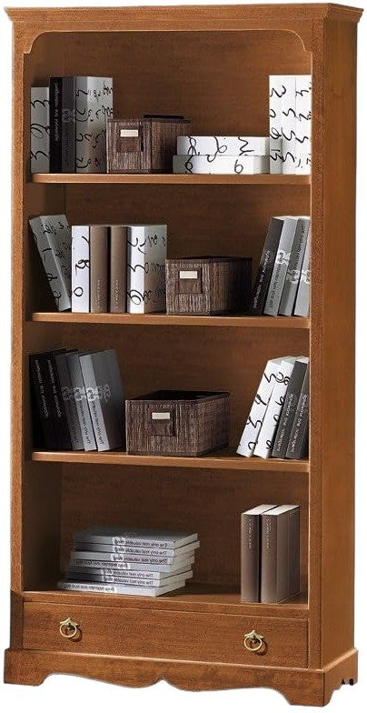 Libreria classica 4 ripiani 1 cassetto, tinta noce cm 94x36x189h