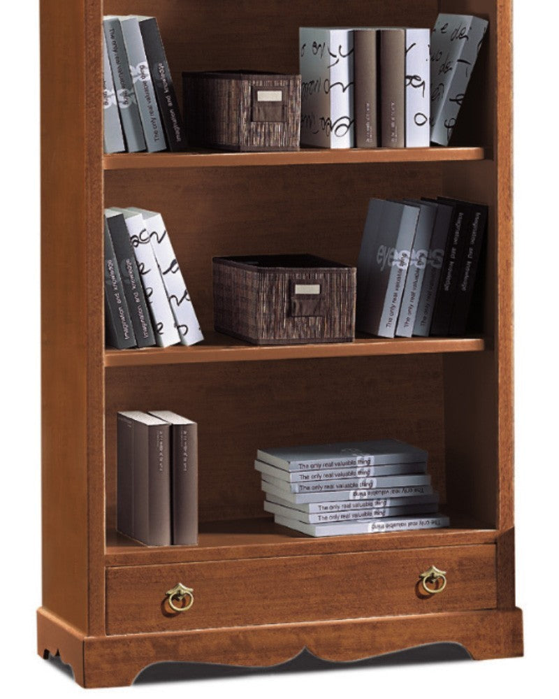 Libreria classica 4 ripiani 1 cassetto, tinta noce cm 94x36x189h