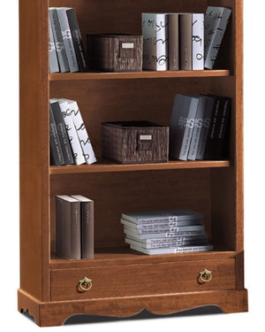 Libreria classica 4 ripiani 1 cassetto, tinta noce cm 94x36x189h