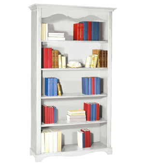 Libreria classica 5 ripiani in legno bianco opaco 120x40x210h (1514) - Mobili 2G