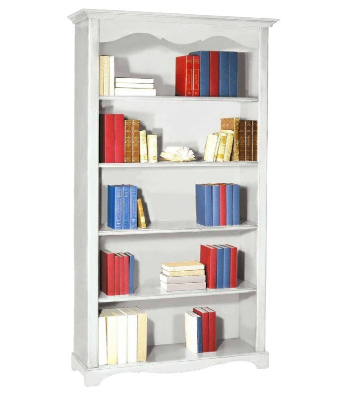 Libreria classica 5 ripiani in legno bianco opaco 120x40x210h (1514) - Mobili 2G