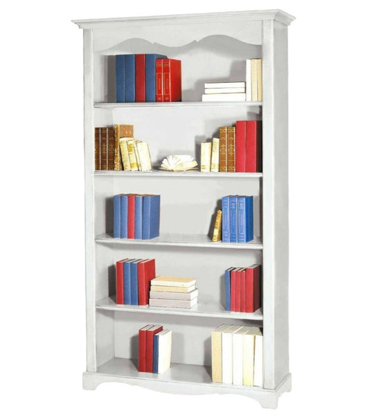 Libreria classica 5 ripiani in legno bianco opaco 120x40x210h (1514) - Mobili 2G