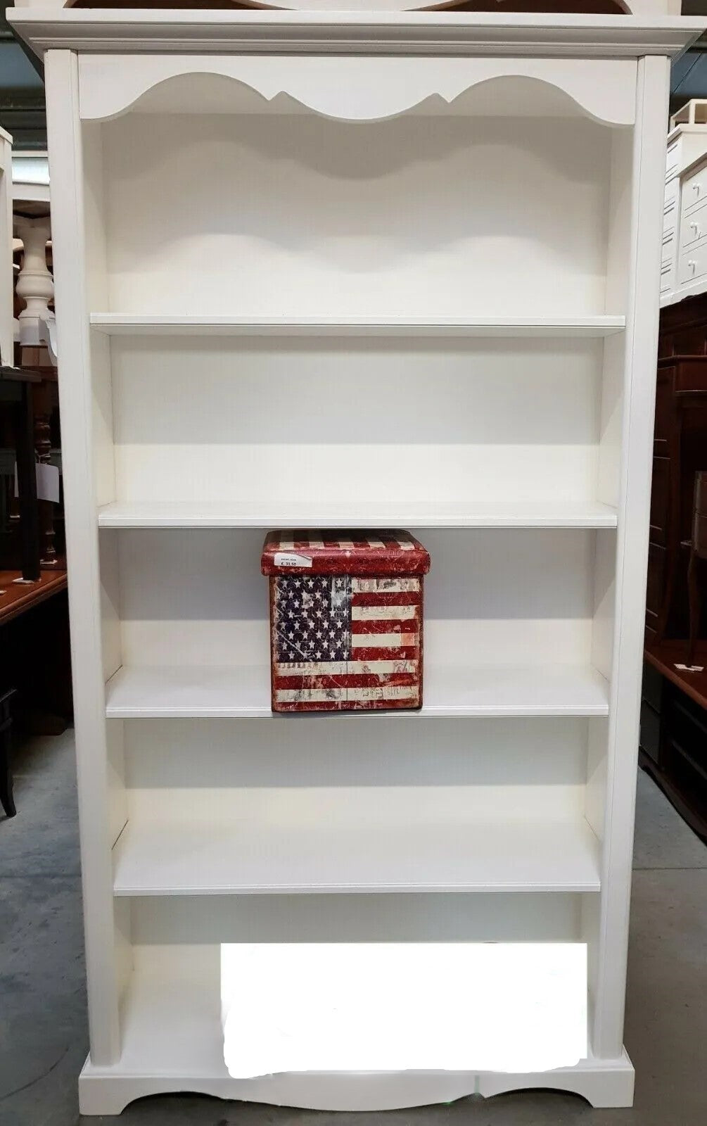 Libreria classica 5 ripiani in legno bianco opaco 120x40x210h (1514) - Mobili 2G