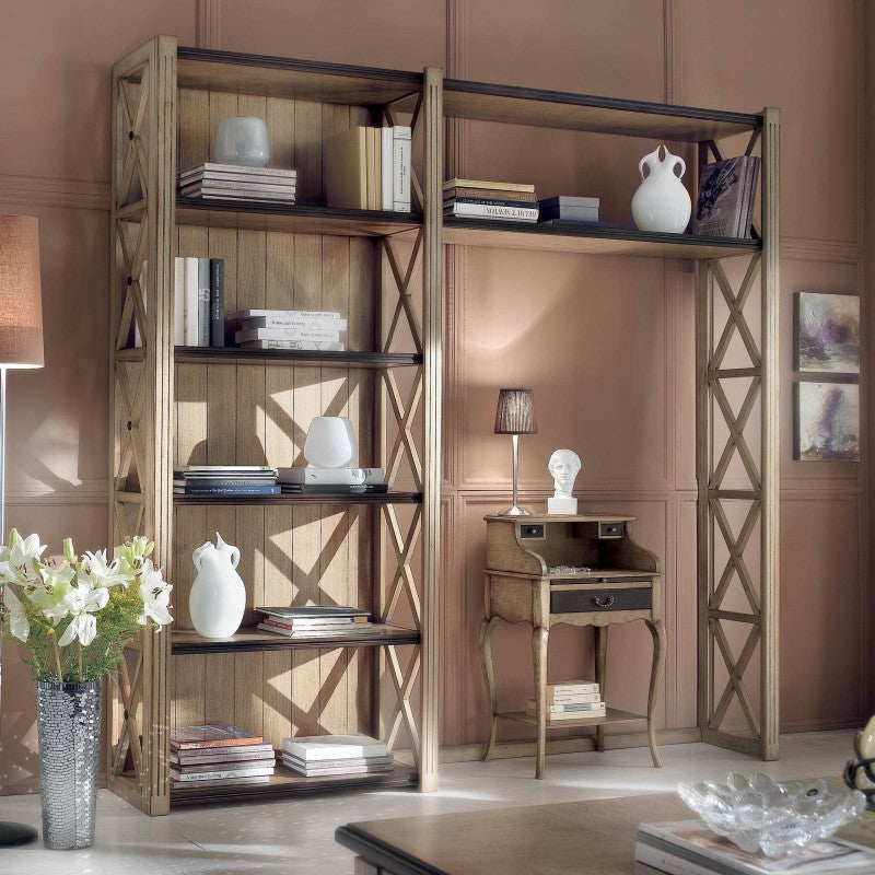 Libreria classica crociera legno frassino shabby 229x43x225 - Mobili 2G