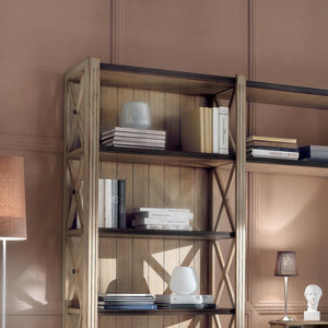 Libreria classica crociera legno frassino shabby 229x43x225 - Mobili 2G