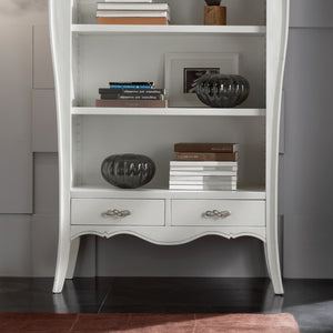 Libreria classica in legno 2 cassetti bianco 106x47x204 (3099) - Mobili 2G