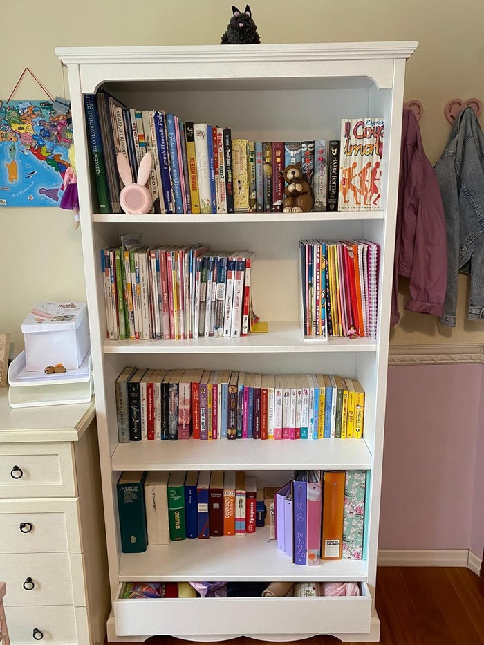 Libreria classica in legno bianco cm94x36x189h (1502) - Mobili 2G