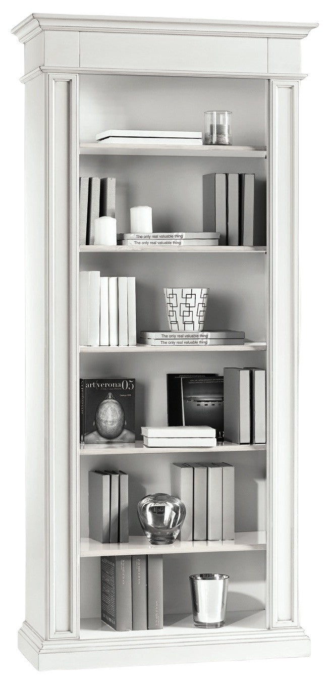 Libreria classica in legno bianco l.93 p.40 h.205