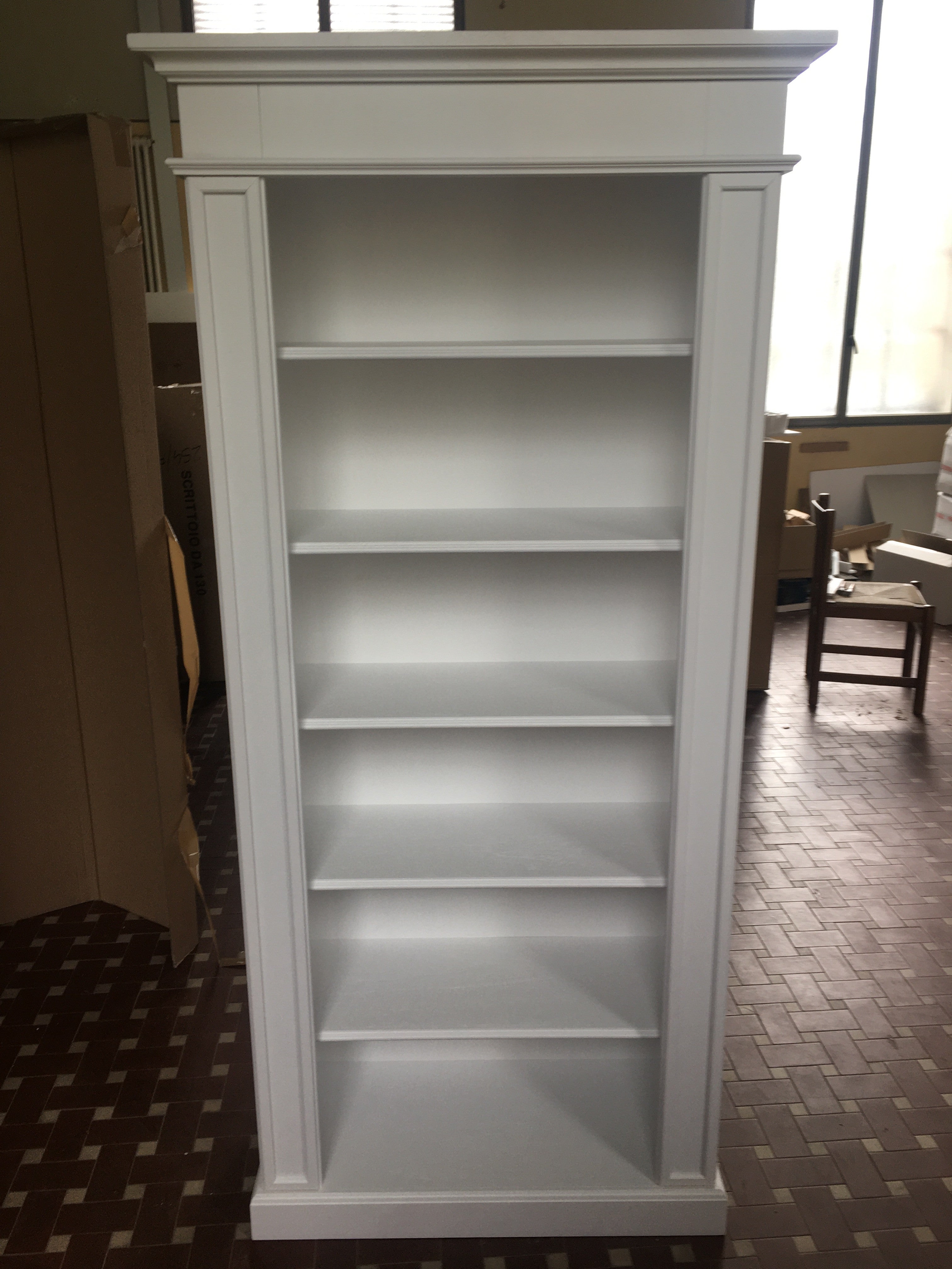 Libreria classica in legno bianco l.93 p.40 h.205