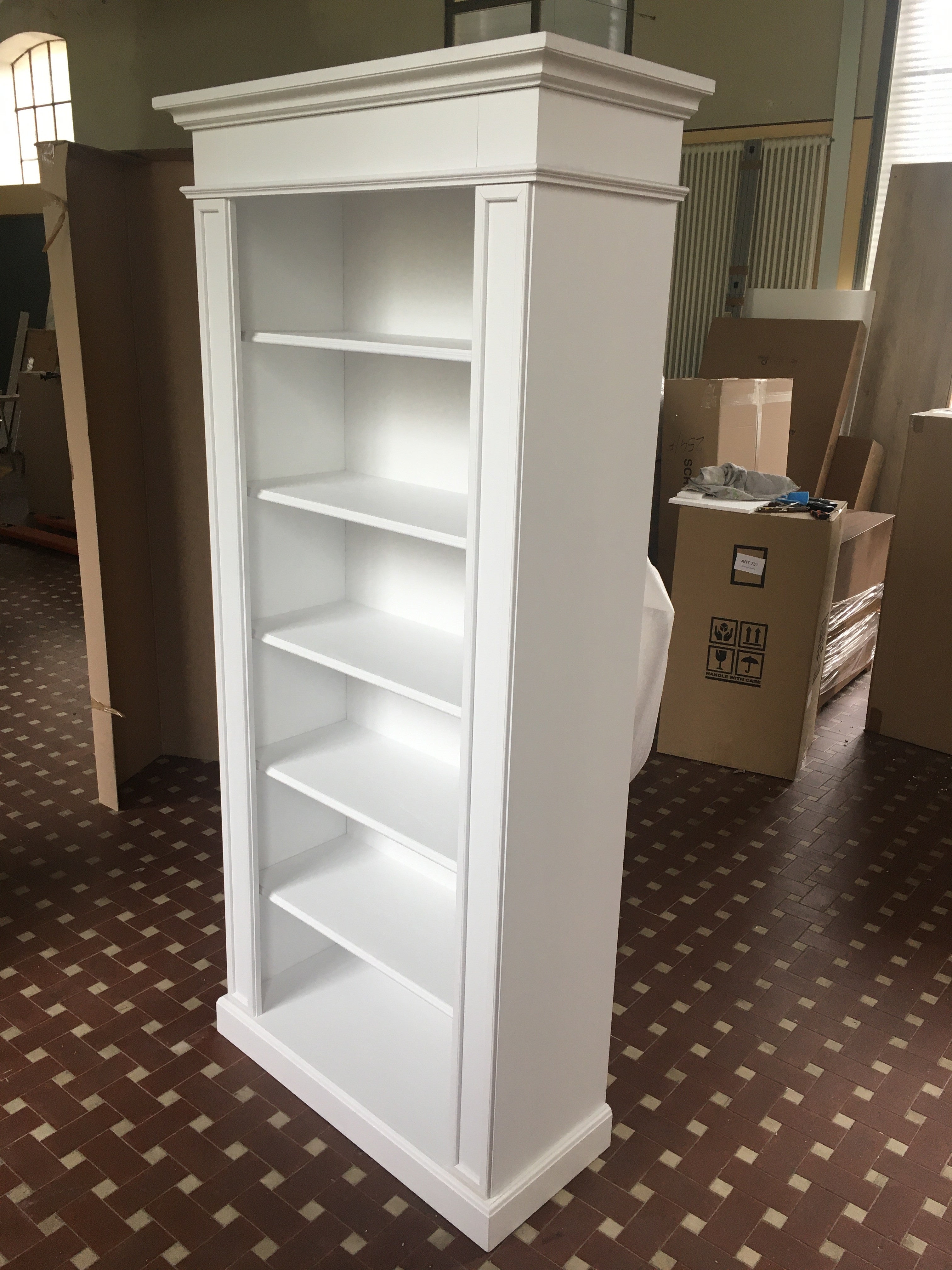 Libreria classica in legno bianco l.93 p.40 h.205