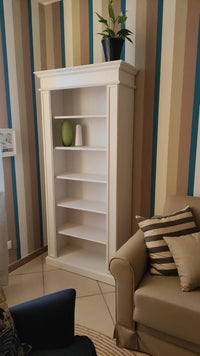 Libreria classica in legno bianco l.93 p.40 h.205