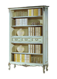Libreria classica legno shabby bianco argento 130x50x215