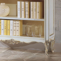 Libreria classica legno shabby bianco argento 130x50x215