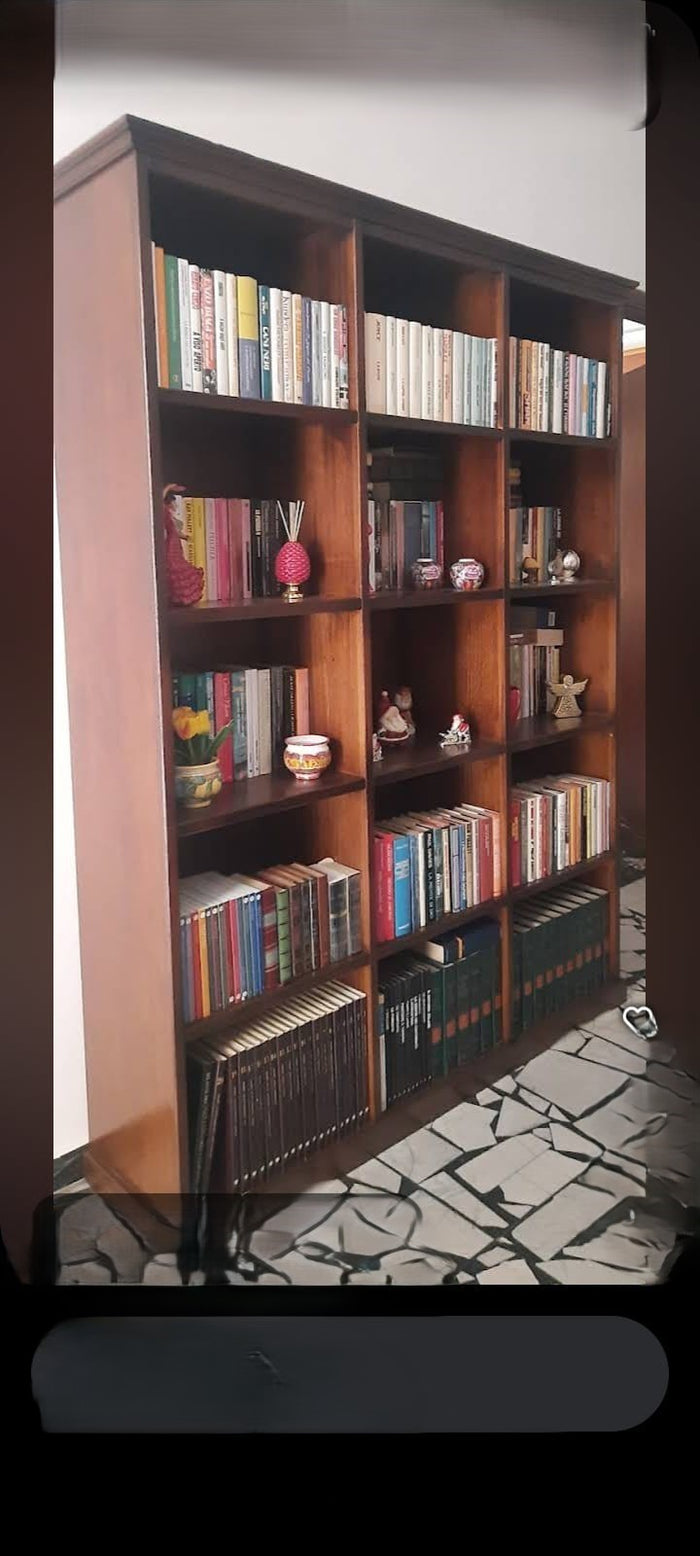 Libreria in legno tinta noce arte povera 156x38x205 (592) - Mobili 2G