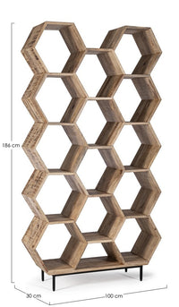 Libreria industral nido d'ape in legno l.100 p.30 h.186