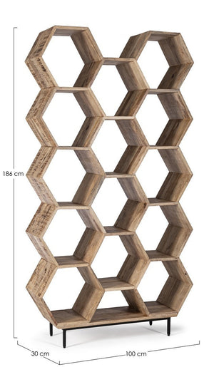 Libreria industral nido d'ape in legno l.100 p.30 h.186