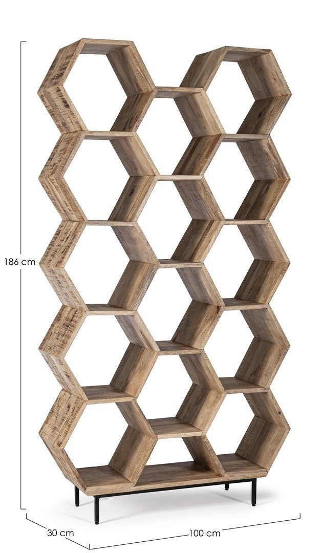 Libreria industral nido d'ape in legno l.100 p.30 h.186