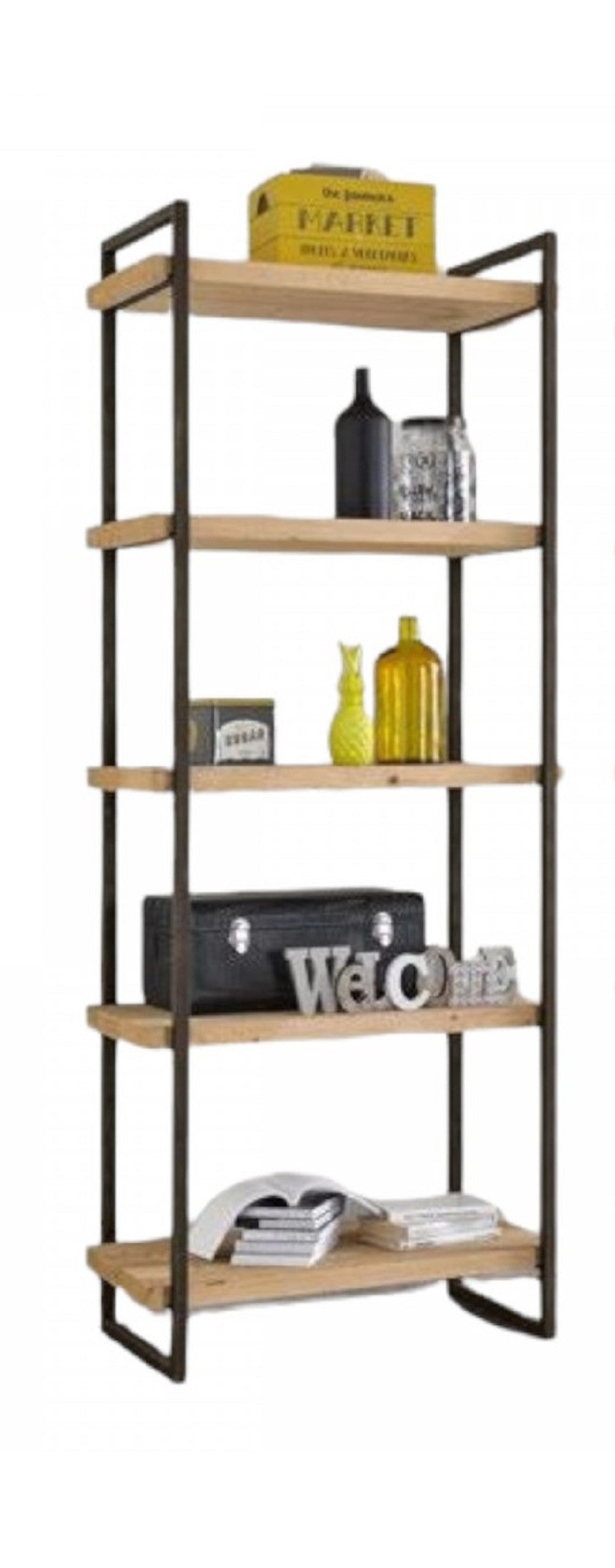 Libreria industrial cortina in legno massello di abete 80x45x205