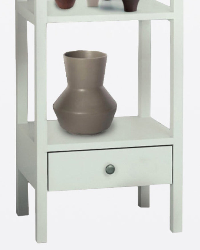 Libreria laccata bianca con cassetto 45x32x105