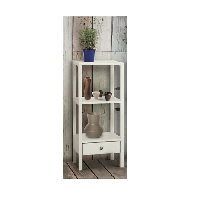 Libreria laccata bianca con cassetto 45x32x105