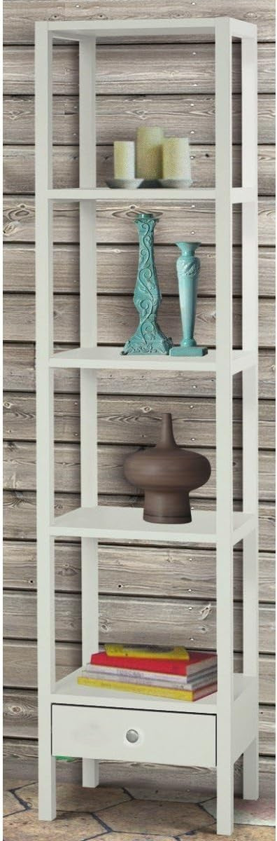 Libreria laccata bianca con cassetto 45x32x180