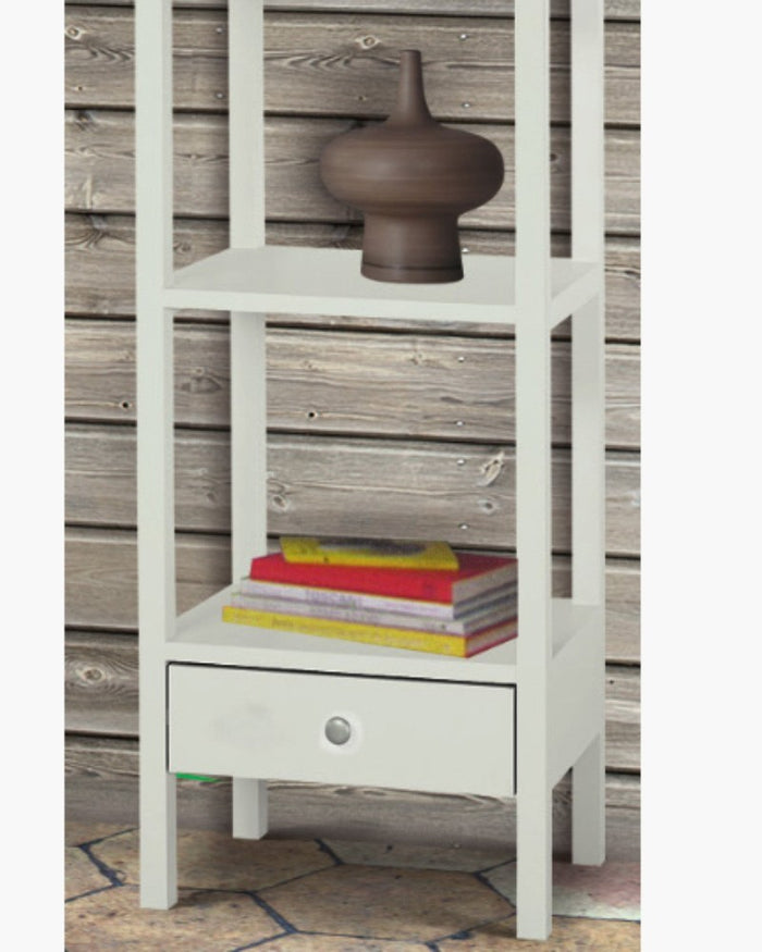 Libreria laccata bianca con cassetto 45x32x180